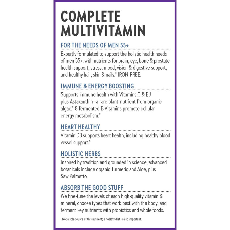 New Chapter One Daily Every Man's Multivitamin 55+ - Offers Eyesight, Immune System & Cellular Energy Support* - Contains Astaxanthin, Saw Palmetto & More - Gluten Free & Vegetarian - 72 Tablets Tablet for Men 72 Count (Pack of 1)