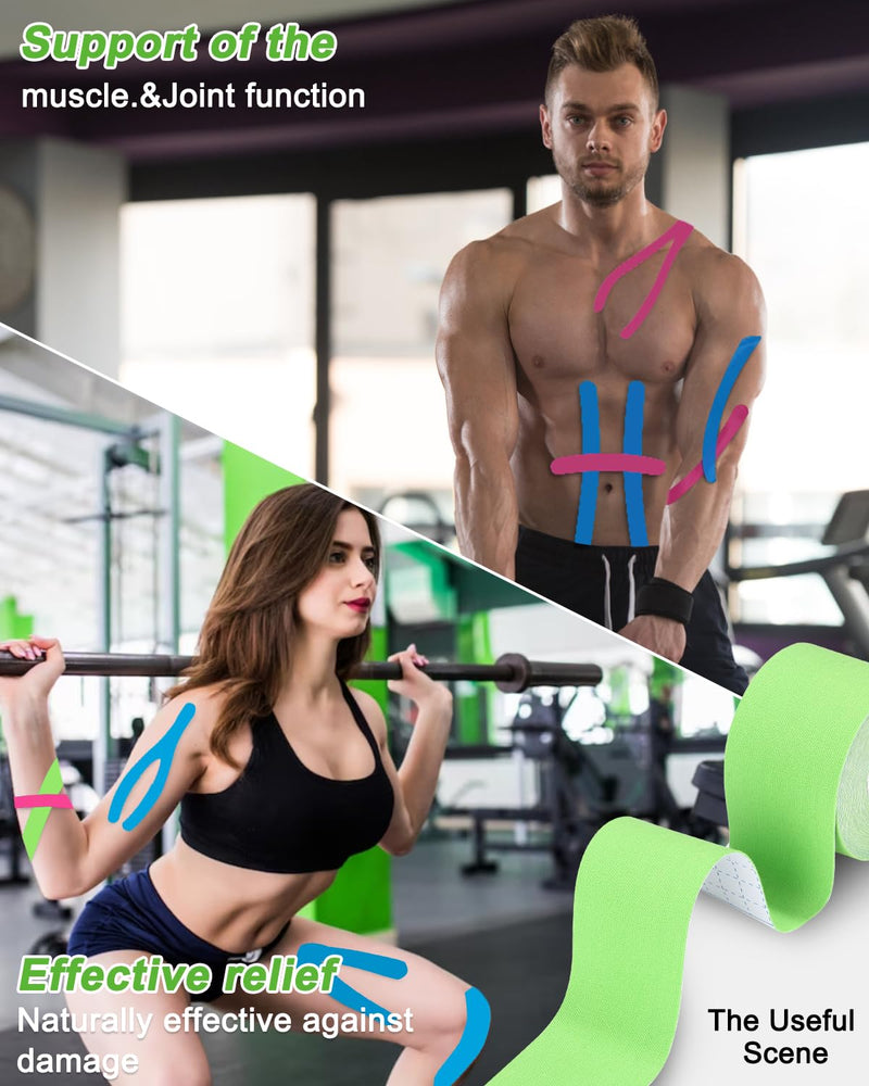 [Australia] - TIDEVAN 6 rolls of sports tape (5 m x 5 cm) kinesio tapes, skin-friendly tapes, kinesiology tape with special scissors, waterproof kinesio tape for knees, shoulders and elbows, muscle-tightening tapes 