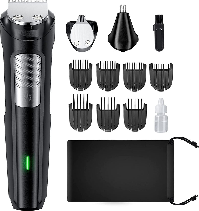 [Australia] - Beard trimmer men's hair trimmer, all-in-1 beard trimmer, nose hair trimmer, wireless, USB rechargeable and waterproof electric razor with 7 attachment combs, ultra-sharp blade TC-509 