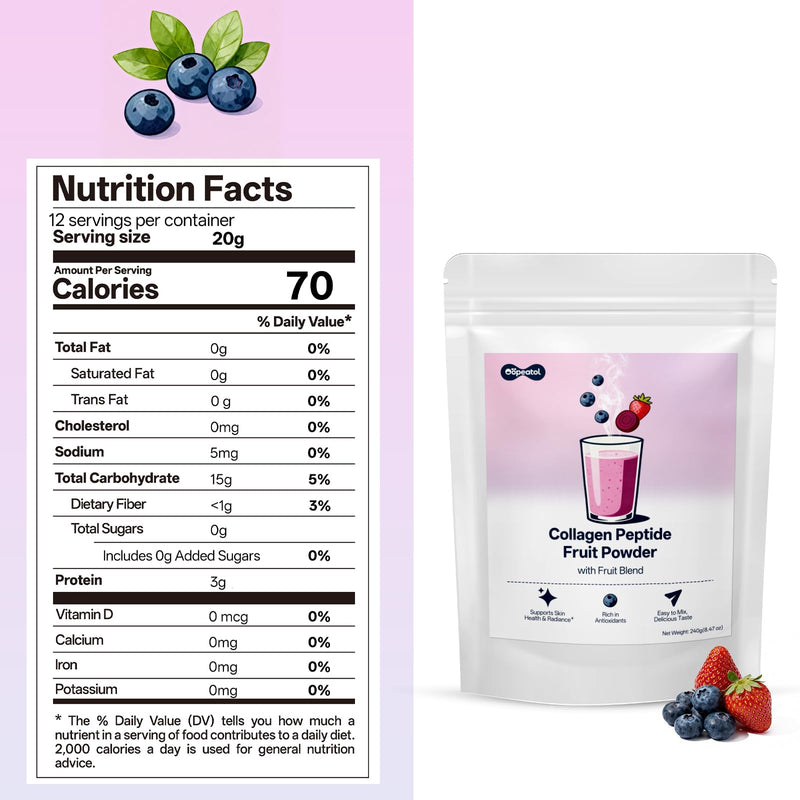 Collagen Peptides Powder with Blueberries & Hyaluronic Acid | Supports Healthy Hair, Skin & Nails | Antioxidant & Moisturizing Daily Beauty Supplement