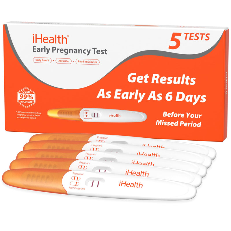 iHealth At-Home Test Bundle, Pregnancy Test 5-Pack Value Kit (10mIU/mL Early Detection) + 4-in-1 Flu A/B, COVID-19 & RSV Kit(4 Tests), FDA Authorized OTC Respiratory Test
