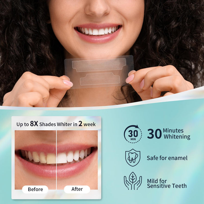 [Australia] - Teeth Whitening Strips 7 Treatments Kit - Contain Teeth Whitening PenÔºåSensitive Teeth Whitener, Non-Slip, Dry Strip Technology for Coffee, Wine, Tobacco, and Other Stains (14 Strips) 1 Count (Pack of 14) 