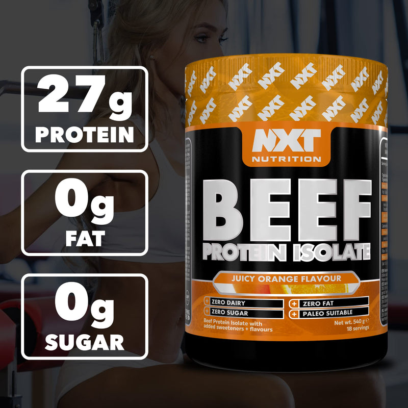 NXT Beef Protein Isolate 540g - High Protein Powder in Natural Amino Acids - Paleo, Keto Friendly - Dairy and Gluten Free | 540g (Orange)
