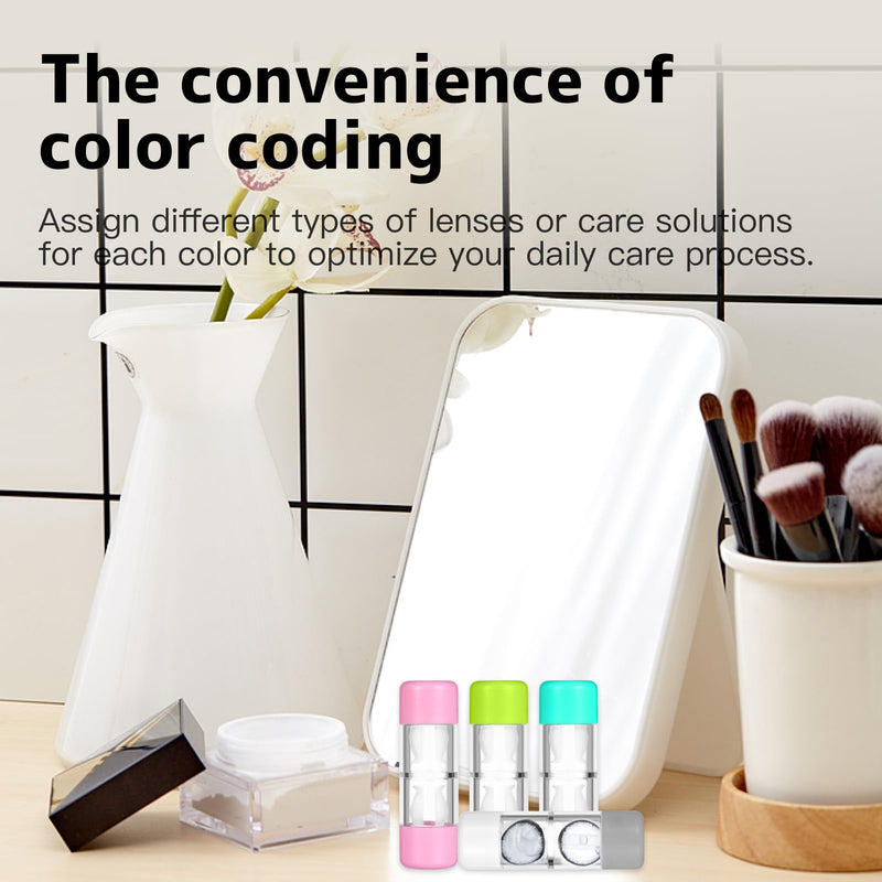 [Australia] - Yewseas 4 PCS Contact Lens Case Travel Set for Hard Lenses, Portable Lens Case with Cleaning Container for Home and Travel, Compact Storage in Pink, White, Blue and Green 