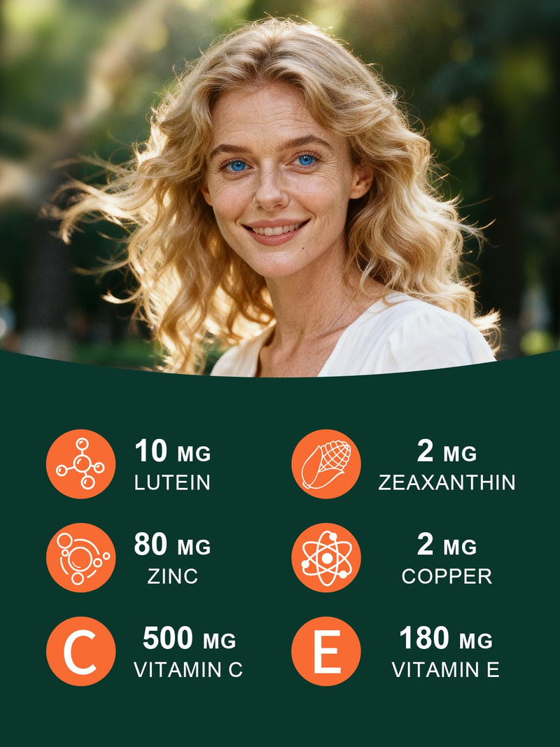 AREDS 2-120 Capsules + Multivitamin, Lutein and Zeaxanthin 20mg, 2-in-1 Eye Vitamin, Contains Vitamin C, D, E & Zinc 120 Count (Pack of 1)