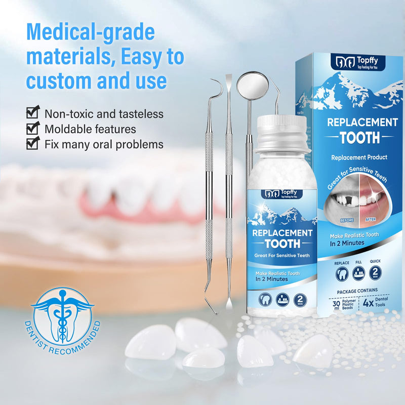 Tooth Repair Kit,Teeth Replacement Kit Glue for Fixing The Missing and Broken Tooth Replacements Suitable for Men and Women, Tooth/Dark Purple Blue/Tooth