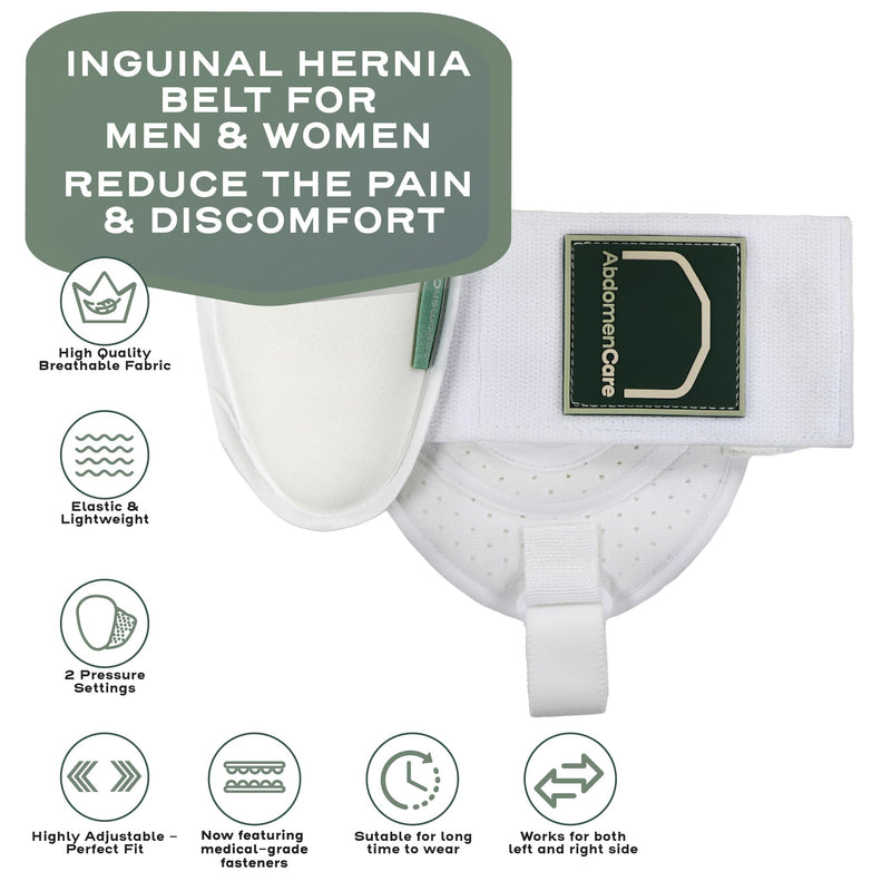 [Australia] - Inguinal Hernia Support Belt for Men & Women with 2 Compression Pads - Hernia Belt for Men Inguinal - for Left or Right Side Inguinal Hernias I Hernia Belts for Men Truss Support S/M S/M (30 - 44 IN) 