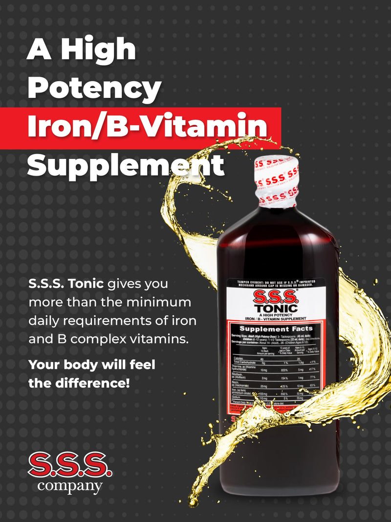 S.S.S. Tonic Liquid Iron & Vitamin B Supplement with B1, B2 & B3, 20 Fl Oz | High-potency, easy-to-take formula for daily energy support; made in USA 20 Fl Oz (Pack of 1)