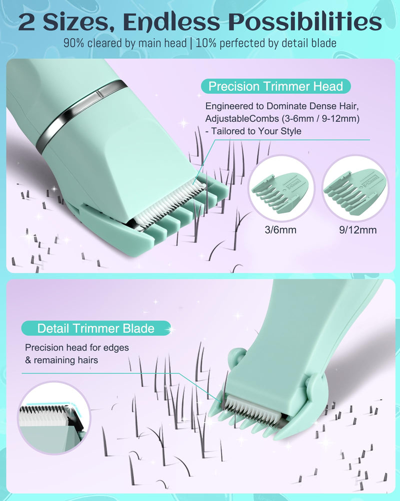 [Australia] - Waterproof Bikini Trimmer Women Electric Razor for Pubic Hair Women's Foil Shaver Rechargeable Shaver Removal with Snap-in Ceramic Blades IP7X Washable Head,Wet and Dry Use,Green Green 