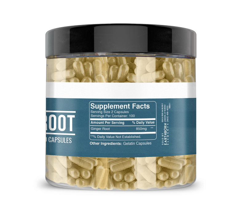 [Australia] - Earthborn Elements Ginger Root, Pure & Undiluted, No Additives 200 Count (Pack of 1) 