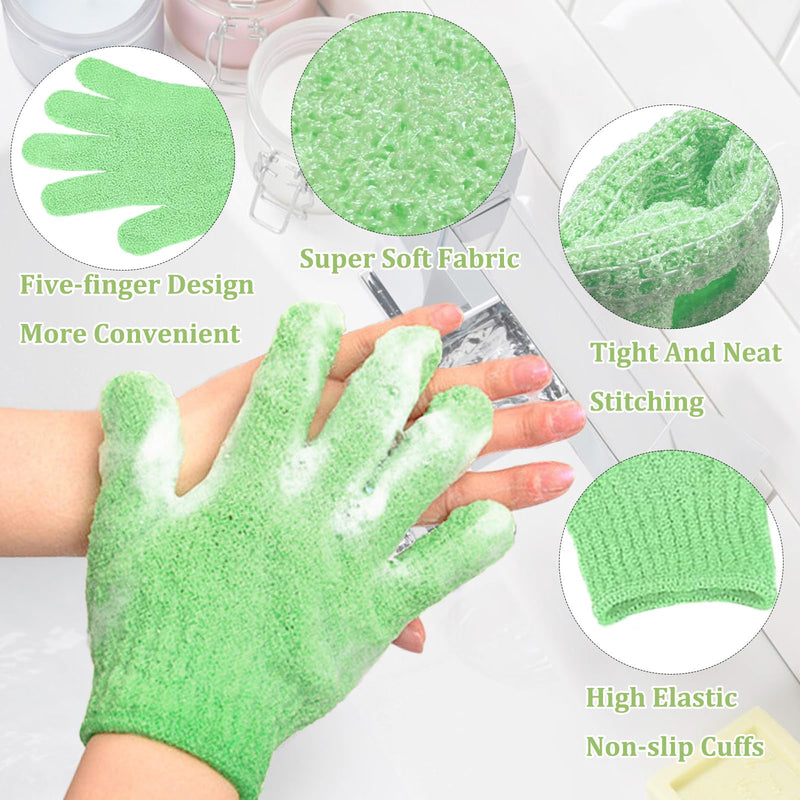[Australia] - KEYRI Pack of 10 peeling gloves, peeling gloves, exfoliating gloves for body and face, massage glove, peeling washing gloves for women, shower spa massage (white + pink + purple + green + blue) white + pink + purple + green + blue 