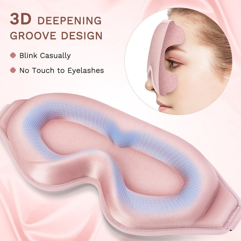 [Australia] - FlyCoco 99% Fully Block Out Light Eye Sleep Mask, 3D Deep Contoured Eyes Cover Zero Pressure, Long Lash Extension Eyes Mask with Adjustable Straps for Sleeping Travel Home Nap Rest Women Men (Pink) Pink 