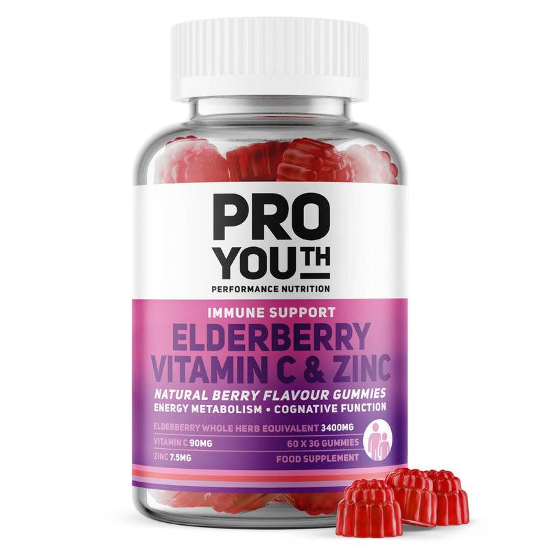 Nutrition Tripple Boost Immune Support Vitamin C, Zinc and Elderberry Gummies | Antioxidant Defense | Adults & Children | Berry Flavour | Vegan, Low Sugar | ISO Certified | 60 Gummies