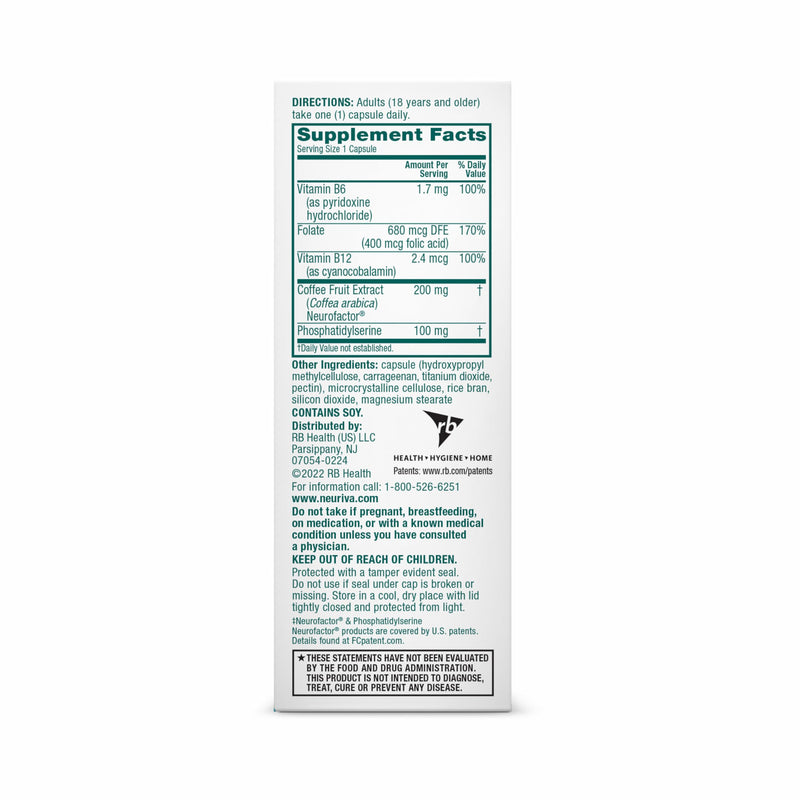 NEURIVA Plus Brain Supplements for Memory and Focus, Clinically Tested Nootropics Neurofactor and Phosphatidylserine, with Vitamin B12, Vitamin B6 and Folic Acid, 30 Count Capsules | Brain Supplements for Memory and Focus, Phosphatidylserine, Vitamin B...