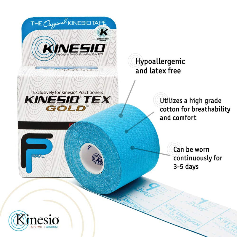 [Australia] - Kinesio Taping - Elastic Therapeutic Athletic Tape Tex Gold FP - Blue – 2 in. x 16.4 ft - 6 Pack 
