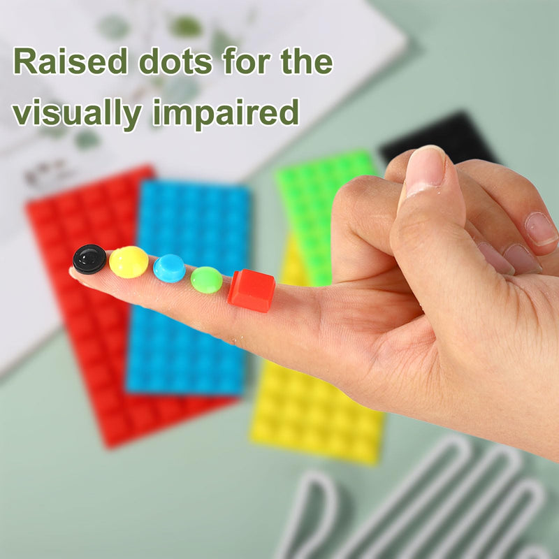Tinoaly 250pcs Bump Dots for Visually Impaired, Assorted Sizes Adhesive Silicone Braille Stickers Low Vision Aids Tactile Dots for Blind & Elderly (Black, Red, Green, Yellow, Blue)