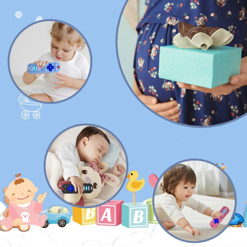 [Australia] - 3 Pack Remote Control Shape Silicone Teethers for Babies Chew Toys, Teething Toys for Infant Toddlers,Baby Remote Control Toy (Black&Blue&Pink) Black&Blue&Pink 