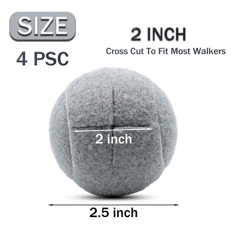 [Australia] - Magicorange 4 PCS Precut Walker Tennis Balls for Furniture Legs and Floor Protection, Heavy Duty Long Lasting Felt Pad Glide Coverings (Grey) Grey 