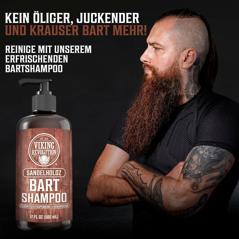 [Australia] - Viking Revolution - Beard Shampoo & Conditioner Set - Softens, Smooths & Strengthens Beard Growth - Beard Shampoo for Men - Sandalwood Fragrance - Gifts for Men - 2 x 500 ml 