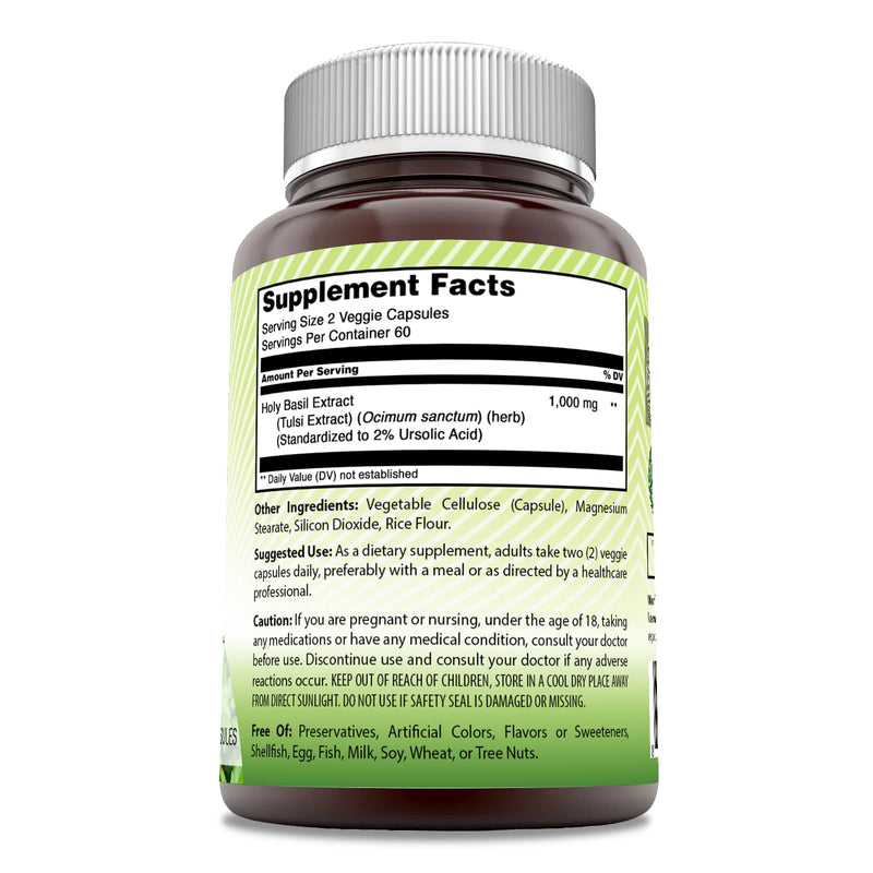 [Australia] - Amazing India Holy Basil Extract Supplement | 500 Mg Per Serving | 120 Veggie Capsules | Non-GMO | Gluten-Free | Made in USA 