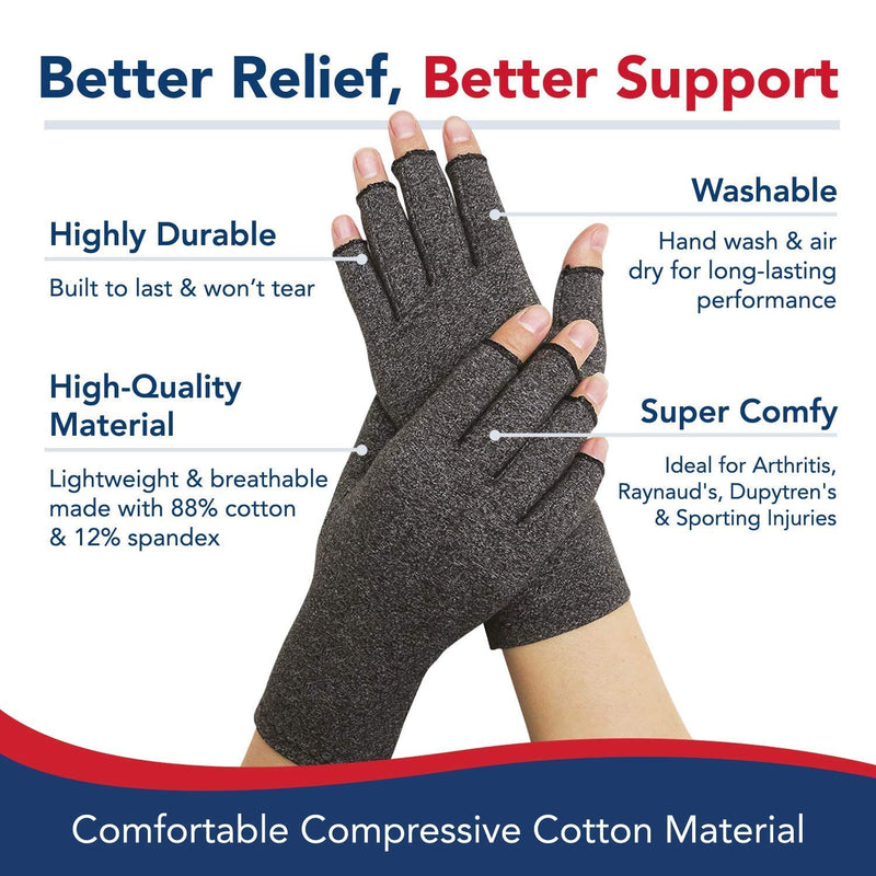 Bundle: Heat Therapy Arthritis Gloves (Lavender Scented, Universally Sized, 1 Pair, Blue) + Compression Gloves, 1 Pair, S)
