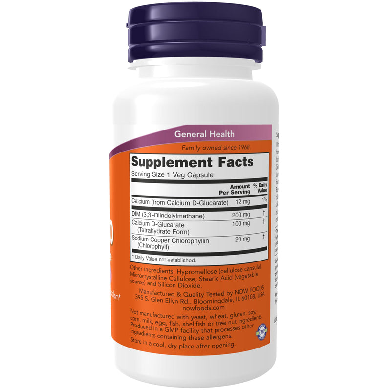 NOW Foods Supplements,DIM 200 (Diindolylmethane) with Calcium D-Glucarate,90 Veg Capsules,(Pack of 2) 90 Count (Pack of 2)