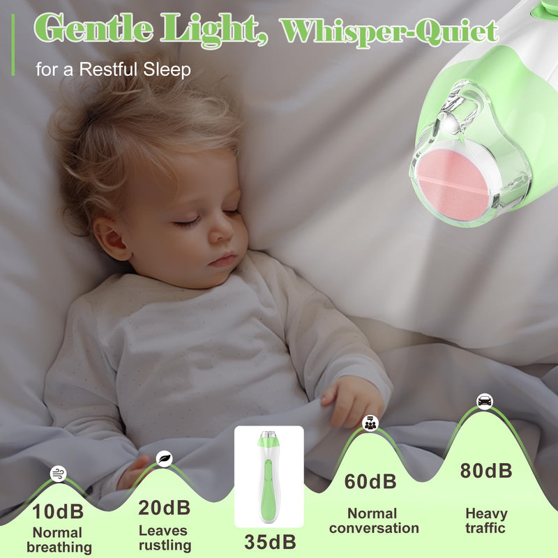 [Australia] - Rechargeable Baby Nail Trimmer Electric Baby Nail File, 15-in-1 Safe & Easy Nail Clippers Filer Buffer Kit with Dust Cover LED Light for Newborn Infant Toddler Adult Toes Fingernails, Green Baby Green 