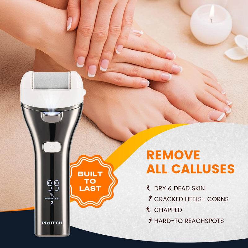 [Australia] - Electric Foot Callus Remover, Rechargeable Portable Electronic Foot File Pedicure Kits, 3 Roller Heads, 3 Speed, Battery Display for Remove Cracked Heels Calluses and Dead SkinÔºàBCM-1852Ôºâ 
