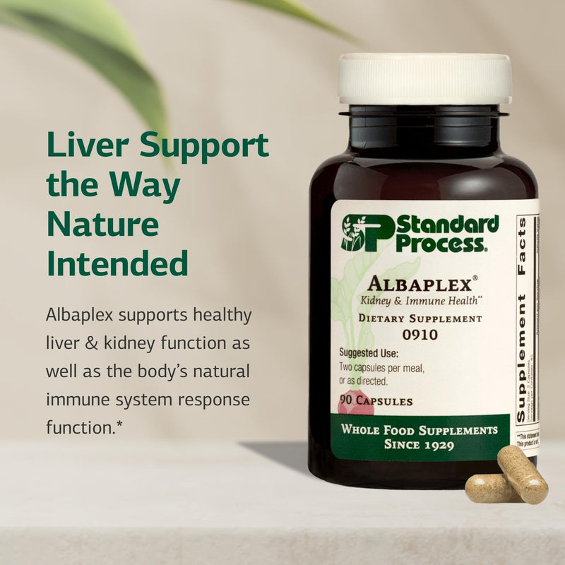 Standard Process Albaplex, Kidney & Liver Supplement, 90 Capsules | Liver and Immune Health Dietary Supplement, Non-Dairy, Kidney and Liver Health Support, Contains Vitamins A,B6, and C 1 Count (Pack of 90)