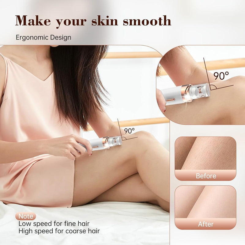 [Australia] - Epilator,2 in 1Epilator for Women Rechargeable,Womens Electric Shaver with LED Light,Hair Removal,Hair Removal for Women Legs/Face/Bikini/Arms,Smooth Epilator Trimmer Travel Kit Set,Simple to use White 