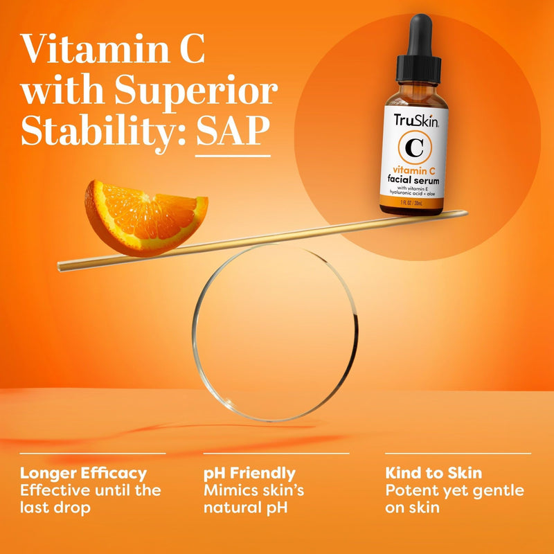 TruSkin Brightening Vitamin C Serum for Face with Hyaluronic Acid, 2 fl oz | Anti aging face serum with Vitamin E to improve the look of dark spots, fine lines, skin tone & support radiant-looking skin 2 Fl Oz (Pack of 1)