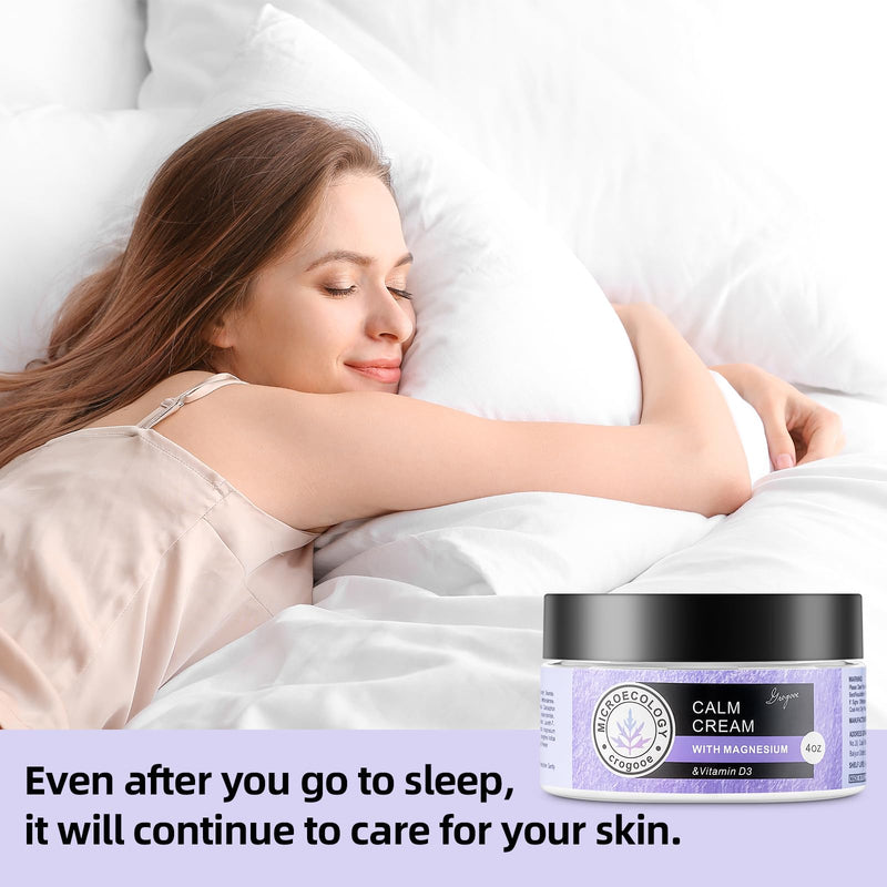 Crogooe Magnesium Cream for Sleep - Moisturizing Nighttime Magnesium Lotion,Hydrating Dry Skin On Body, With Vitamin E,Safe for Kids - 4 OZ (Lavender)