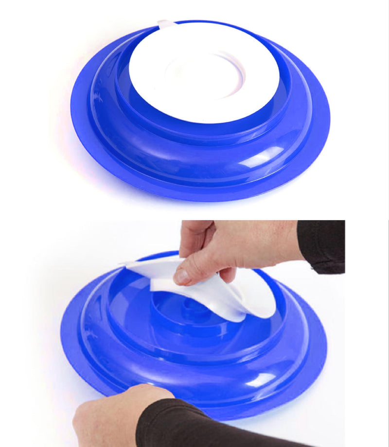 [Australia] - pekokavo 9" Anti-Spill Suction Bowl for Seniors, Non-Slip No Tip Adaptive Feeding Bowl for Elderly, Disabled Adults, or Parkinson's, Pack of 2 (Blue Plates) Blue Plates 