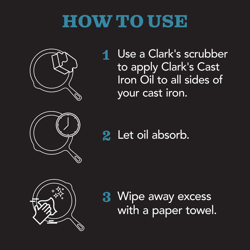 [Australia] - CLARK'S Cast Iron Seasoning Oil (12 Ounces) - 100% Plant Based from Refined Coconut Oil (Vegan) - No Mineral Oil - Prevents Rust - Maintains Seasoning on All Cast Iron and Carbon Cookware 