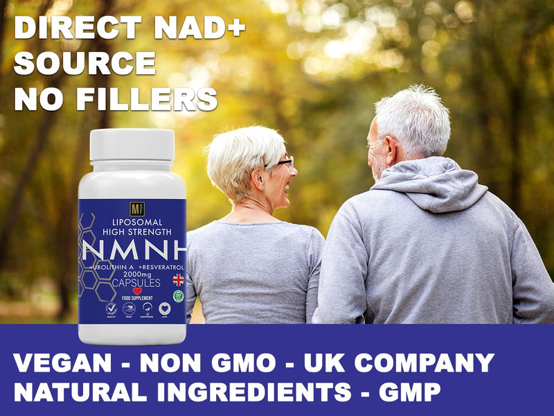 NMNH | 120 NAD+ Capsules | 2000mg 1-A-Day Tablet 4 Months Supply | NAD with Trans-Resveratrol & Urolithin A | Anti Ageing Liposomal Max Absorption | Vegan | No Fillers | UK Company