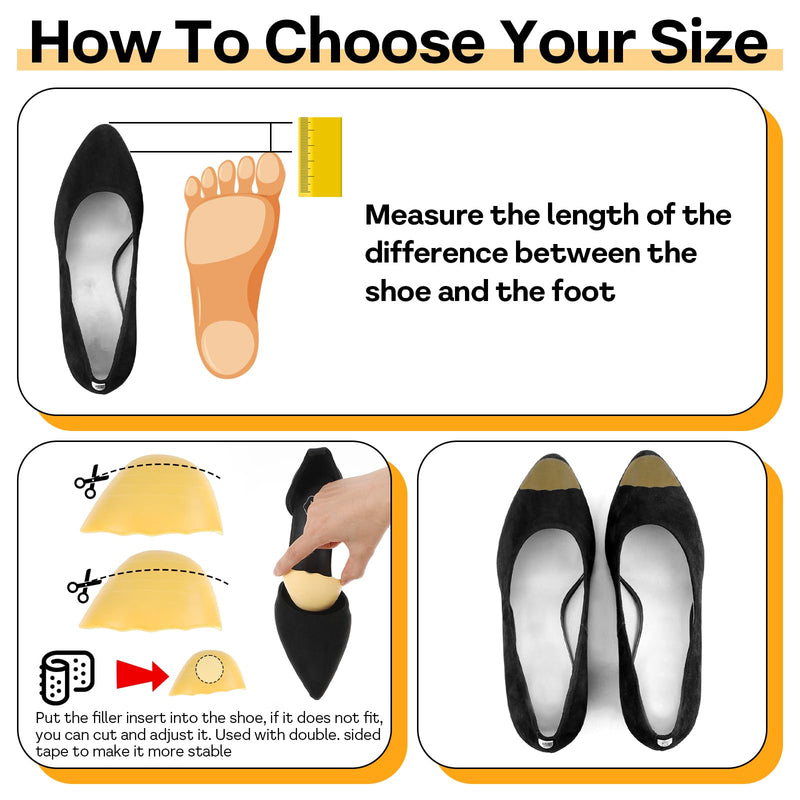 [Australia] - Gjinxi 3 pairs of toe filler inserts, adjustable toe filler, front shoe filler, toe cushion for shoes that are too large, shoe size reducer for women, men, high heels, suit shoes, casual flats (skin colour), skin colour 