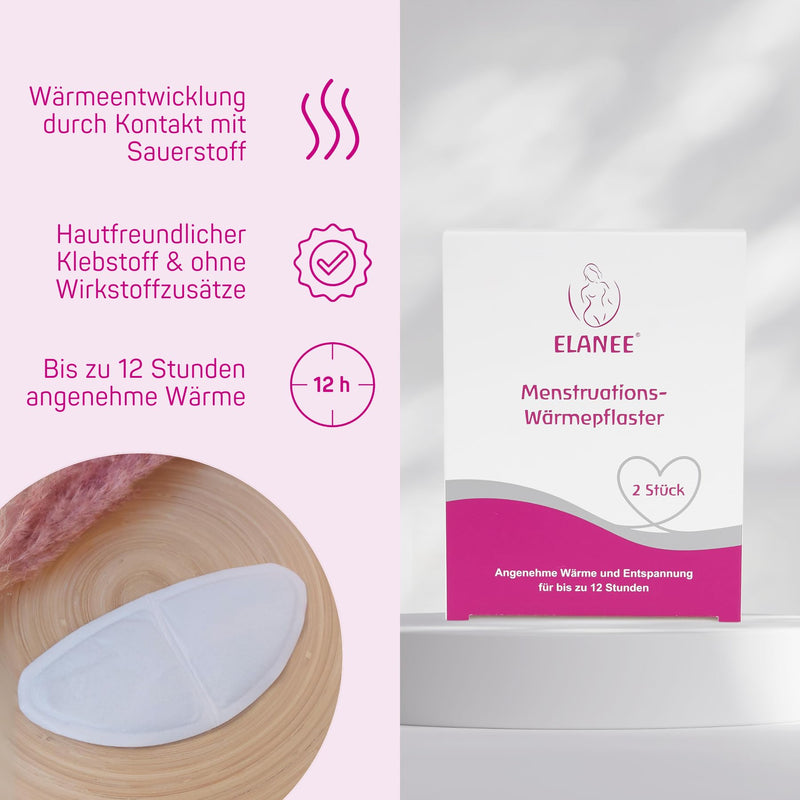 [Australia] - ELANEE Menstrual Heat Patches, 12 Hours of Soothing Warmth and Relaxation During Your Period, Warms Through Contact with Oxygen, Skin-Friendly, Pack of 2 (734-00) 