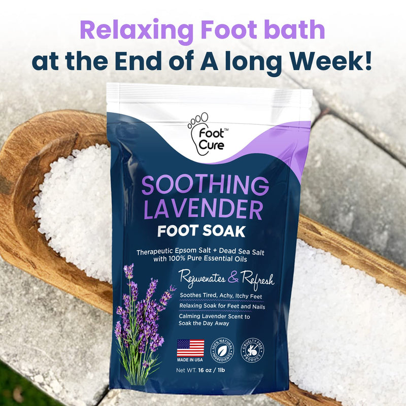 [Australia] - Soothing Lavender Foot Soak with Epsom Salt - Best Toenail Treatment, & Softens Calluses - Soothes Sore & Tired Feet, Moisturizing Athletes Foot Care For Dry Cracked Feet Cream 
