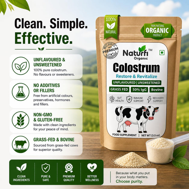 Colostrum Powder | 100 Servings | 50% IgG | Freeze-Dried | First 4-6 Hour Milking Grass Fed Colostrum - Bovine Colostrum, Gut Health Bloating Immunity Skin & Hair, Keto, Gluten & Fat Free (3.5 Oz)