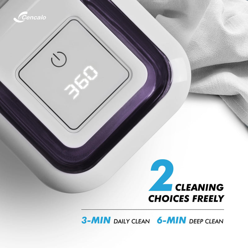 [Australia] - Ultrasonic Retainer Cleaner Machine with 2 Digital Timer, U-V Dental Cleaning Pod with Viewing Port,180ml Portable Denture Cleaner for Mouth Guards, Night Guards, Aligners, Brace, Jewelry, 42kHz White 