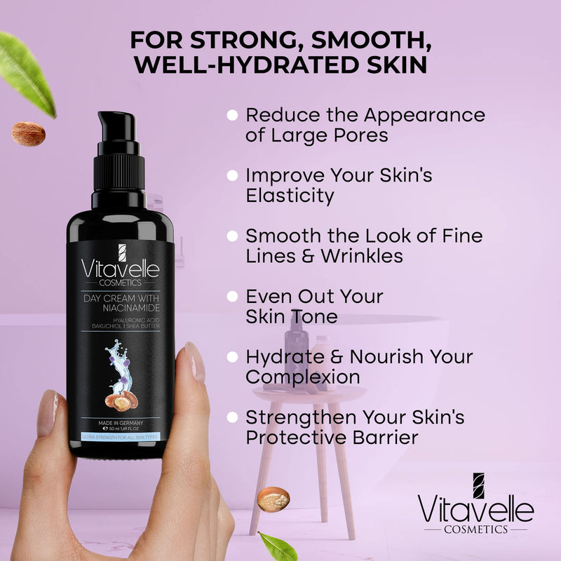 VITAVELLE Pore Refining Face Cream – Daily Hydrating Moisturizer with Vitamin B3, Plant Retinol & Shea Butter – Balancing Skin Care for Smooth, Even Complexion (1.69 Fl Oz)