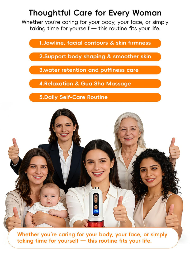 5-in-1 Body Sculpting Machine – Gua Sha & Cupping Vacuum Massage Device, Lymphatic Drainage Massage, Anti-Cellulite Tool & Skin Firming Care for Face, Belly, Arms, Legs, Waist & Love Handles