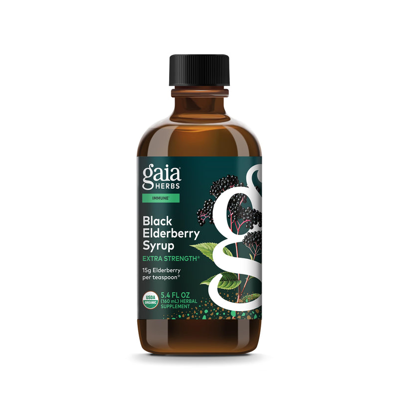 [Australia] - Gaia Herbs Black Elderberry(Sambucus Nigra)Syrup Extra Strength-Immune Support Supplement-Made with Organic Black Elderberries for Immune System-USDA Certified Organic Formula-5.4 Fl Oz(32-Day Supply) 5.4 Fl Oz (Pack of 1) Standard Packaging 