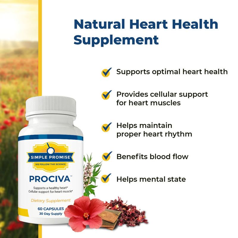 [Australia] - Simple Promise Prociva - Arjuna Bark Extract Heart Health Supplement with Folic Acid, Vitamin D & Magnesium - Herbal Blood Pressure Support & Healthy Heart Maintenance for Men & Women - 60 Capsules 