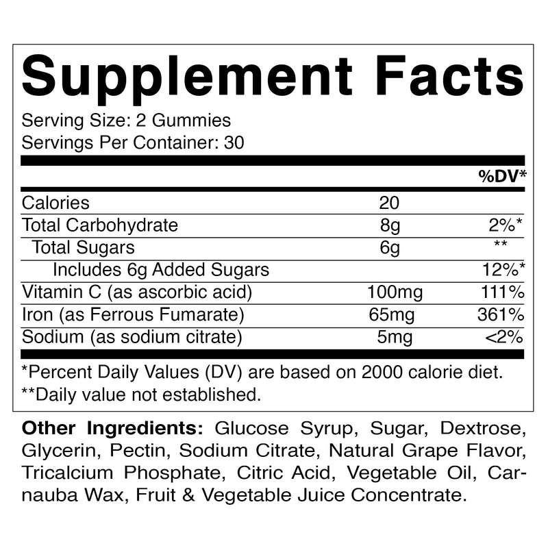 [Australia] - Vitamatic Iron 65 mg Gummies Supplement for Women & Men - 60 Vegan Gummies - Great Tasting Iron Gummy Vitamins with Vitamin C (1) 1 