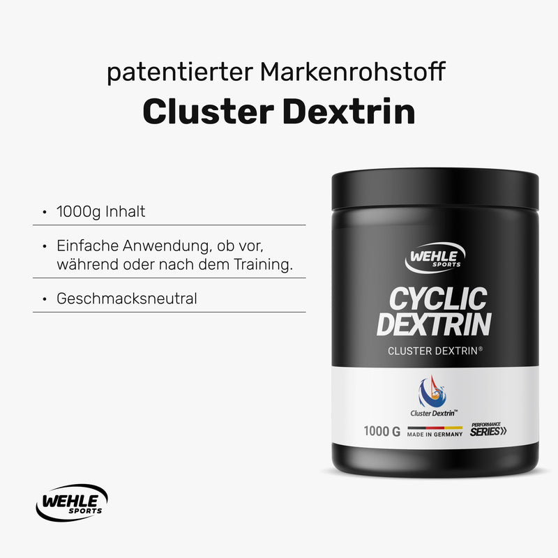 [Australia] - Cyclic Dextrin (Cluster Dextrin®) 1000g - Premium carbohydrate powder especially for highly branched cyclic dextrin - Patented carbohydrate powder for sports and fitness - Wehle Sports® 