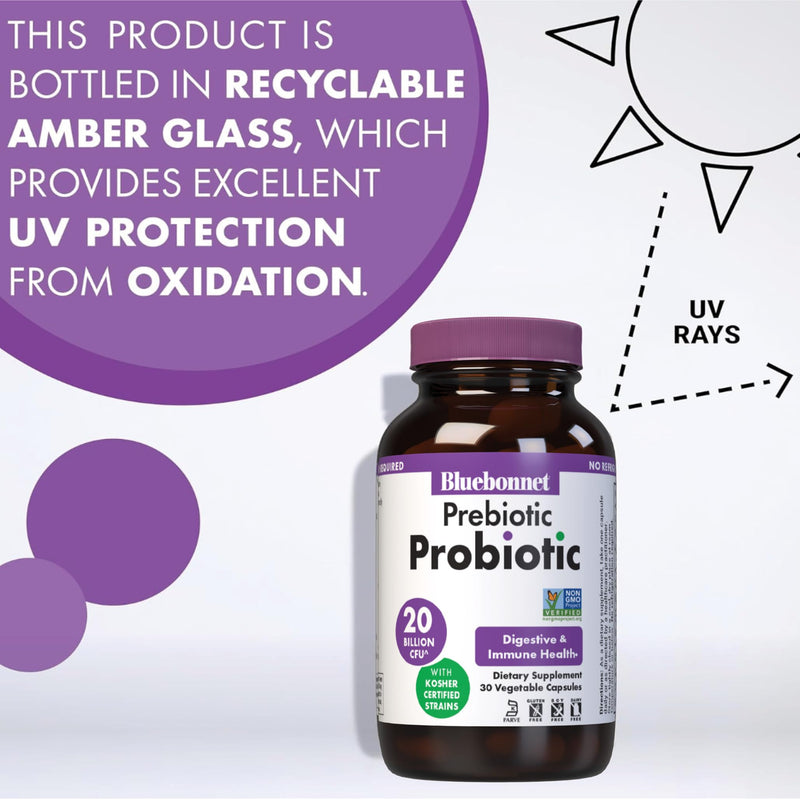 BlueBonnet Nutrition Prebiotic Probiotic 20 Billion CFU | & Immune; Non-GMO, Kosher Certified, Gluten-Free, Soy-Free