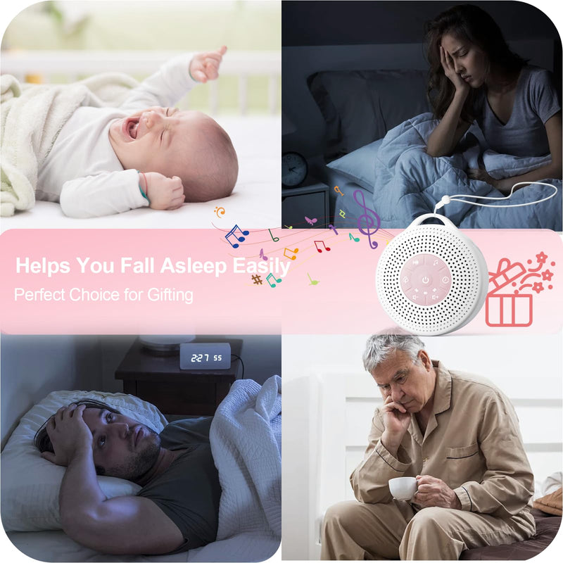 [Australia] - White Noise Machine Baby, sleep aid for babies with 2000 mAh battery, portable sound machine for adults, 21 soothing sounds, white noise sound machine with child safety lock for stroller swings (pink). 