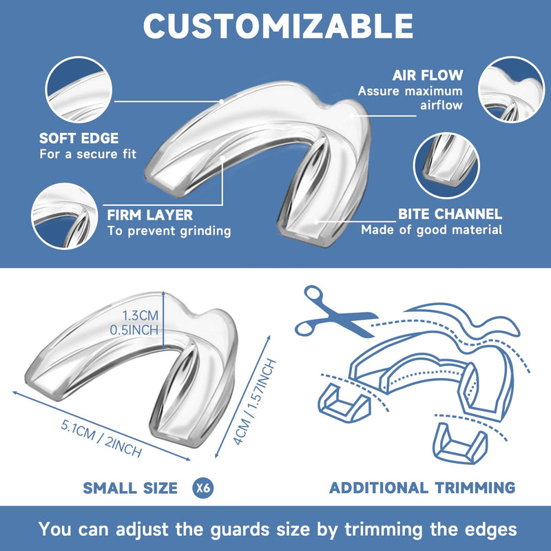 [Australia] - 6 Pack Kids Mouth Guards,Comfortable Custom Kids Dental Guards for Grinding Teeth, Moldable Child Night Guards for Clenching Teeth, Bruxism, TMJ, Teeth Whitening Tray & Sports 