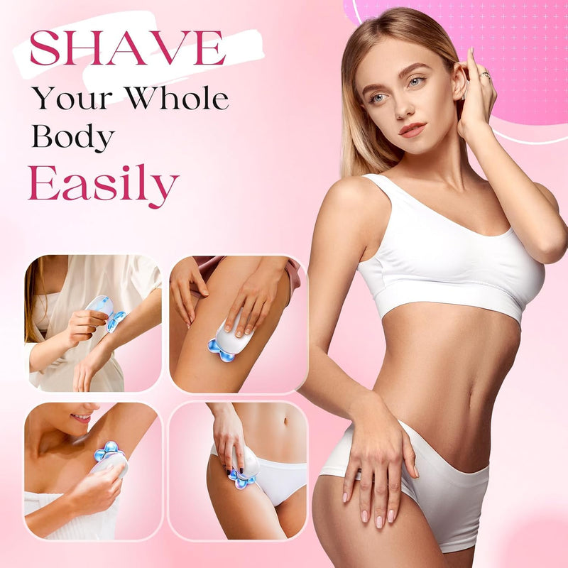 Electric Razors for Women, Rechargeable Rotary Painless Shaver for Legs Bikini Facial Hair Removal, Body Wet/Dry Razor Water Resistant Grooming Kit, Cordless Womens Trimmer for Lady Grooming（sky Blue） S007 Sky Blue